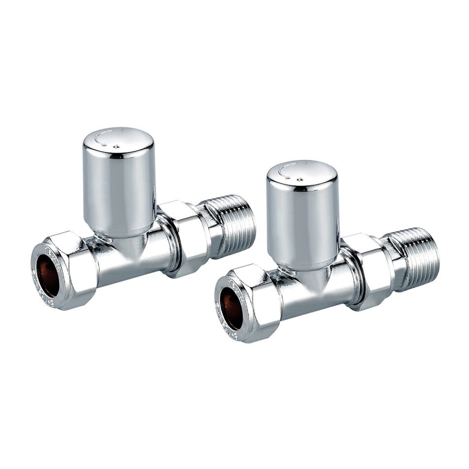 Radiator Valve Straight Chrome 15mm (pair)