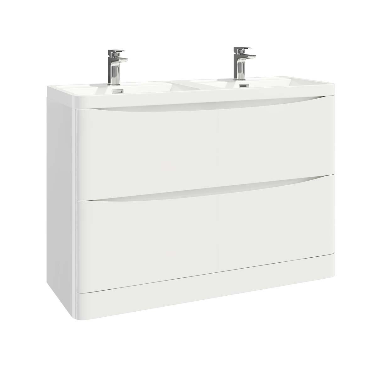 Topaz 1200 Floor Cabinet High Gloss White with Basin