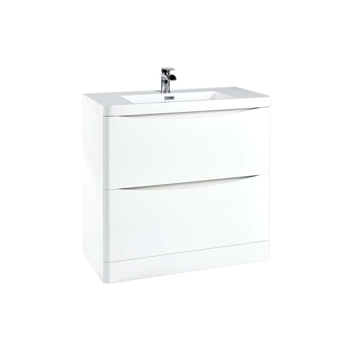 Topaz 900 Floor Cabinet High Gloss White with Basin