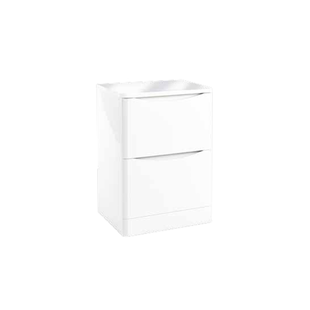 Topaz 600 Floor Cabinet High Gloss White with Counter Top