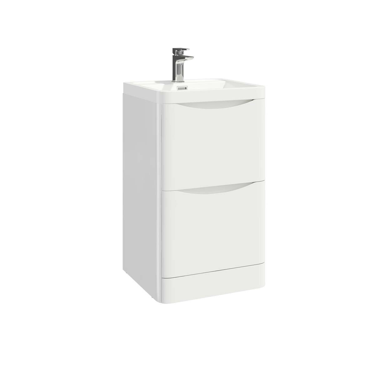 Topaz 500 Floor Cabinet High Gloss White with Basin