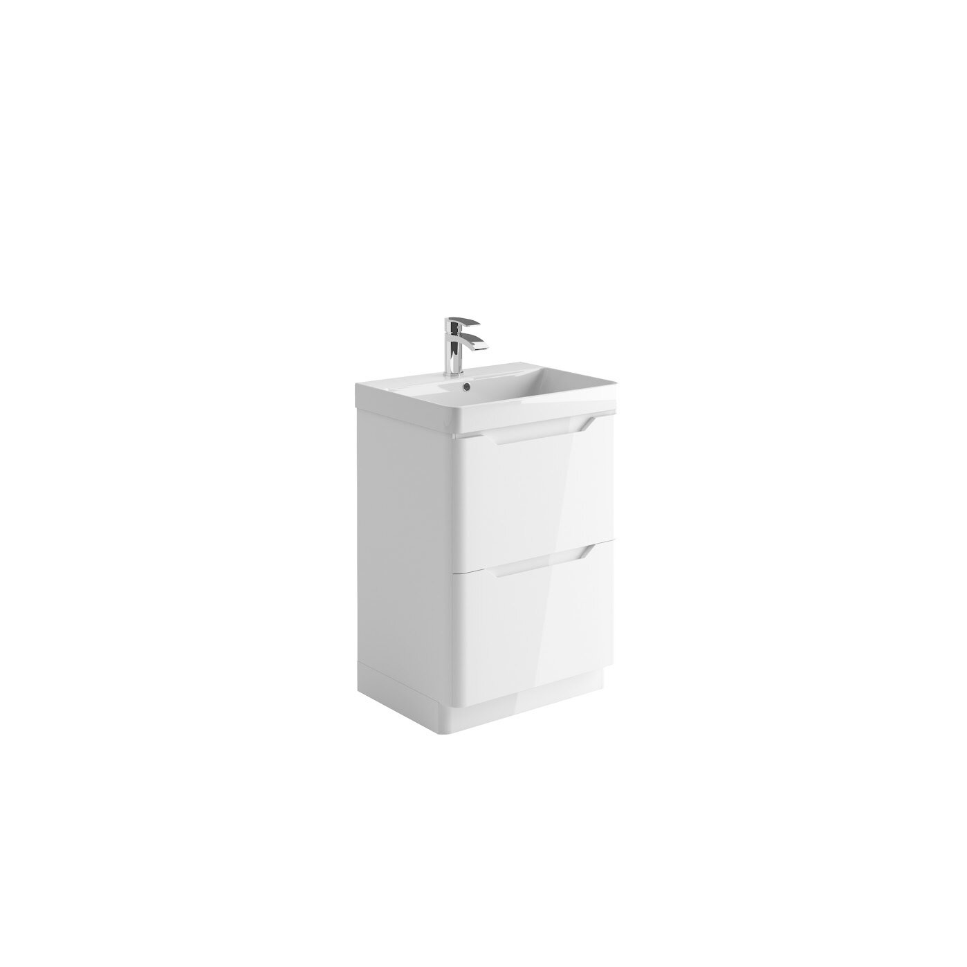 Medora 600 Floor Cabinet High Gloss White (incl basin)