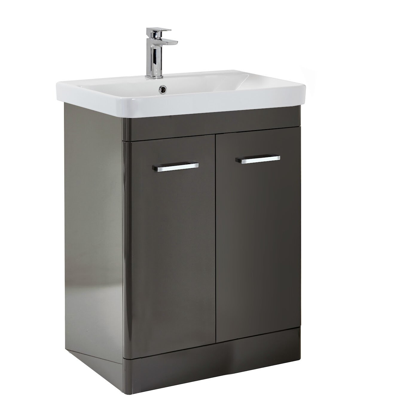 Bruna Floorstanding 800 Vanity Unit Gloss Wolf Grey (incl basin)