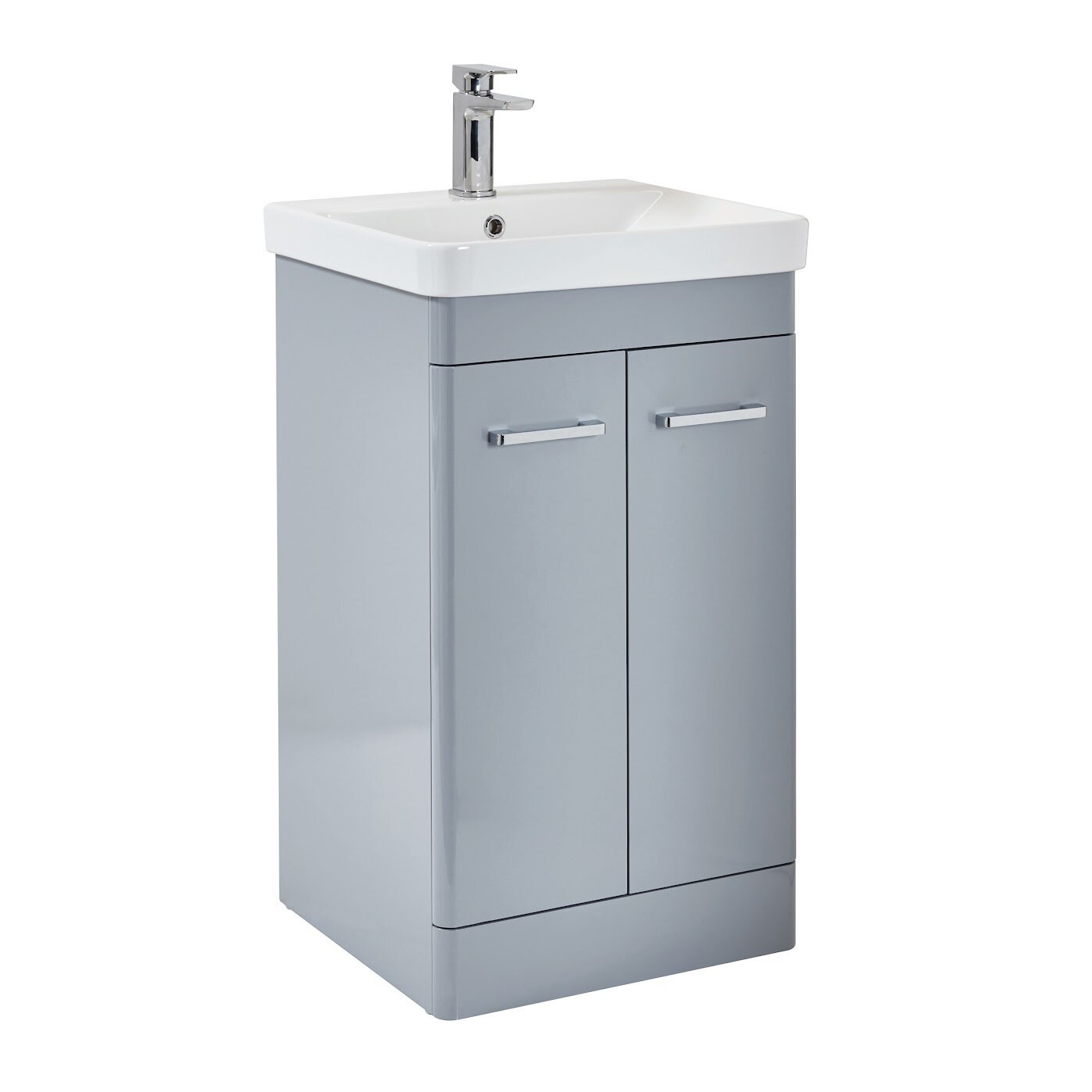 Bruna Floorstanding 600 Vanity Unit Gloss Pebble Grey (incl basin)