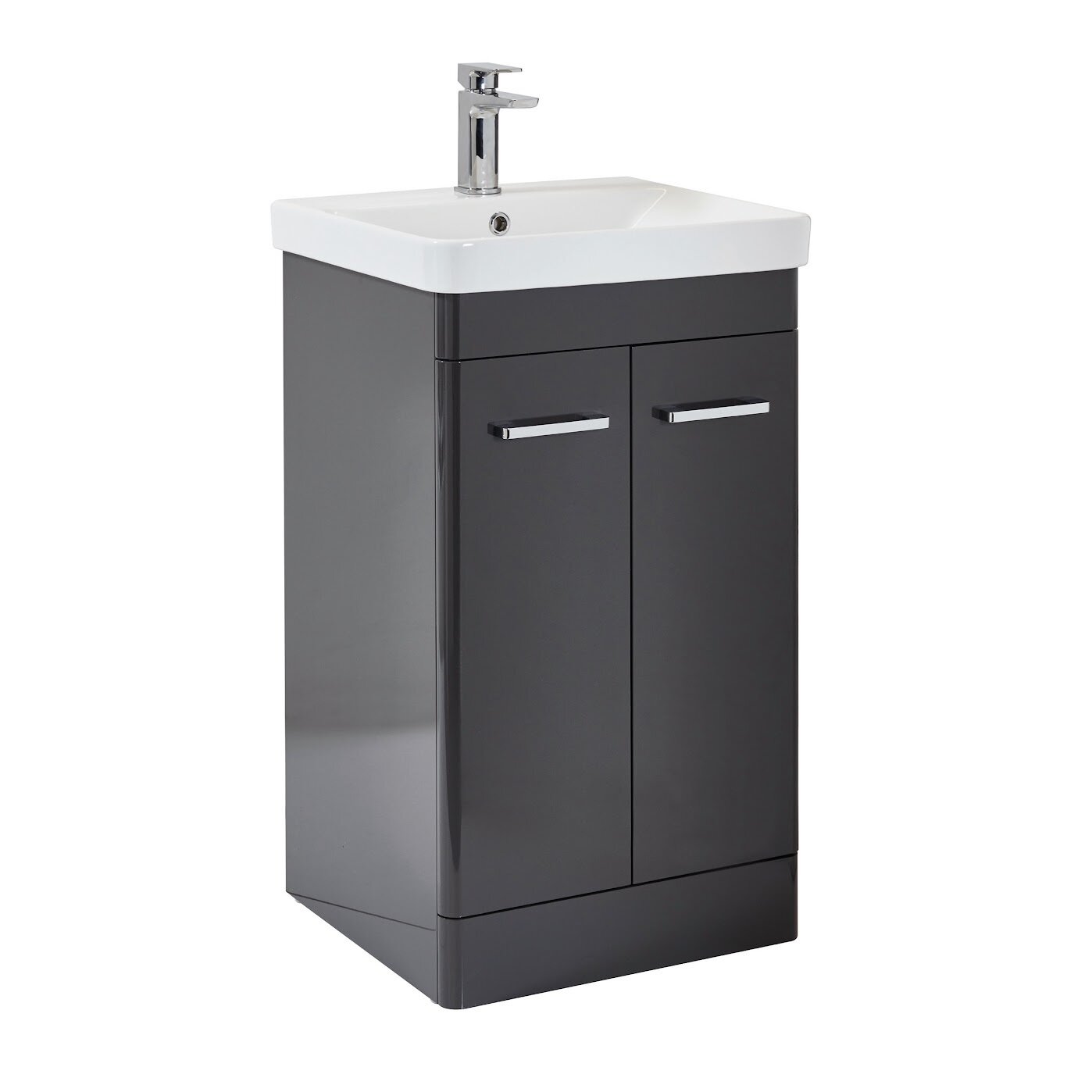 Bruna Floorstanding 600 Vanity Unit Gloss Wolf Grey (incl basin)