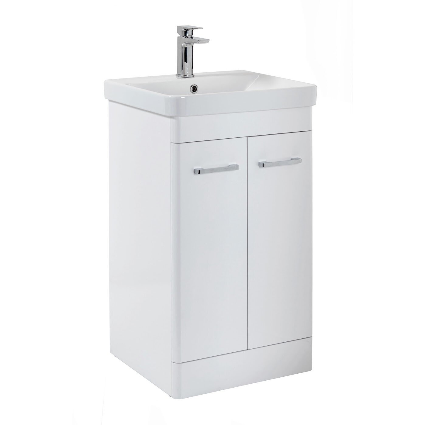 Bruna Floorstanding 500 Vanity Unit High Gloss White (incl basin)