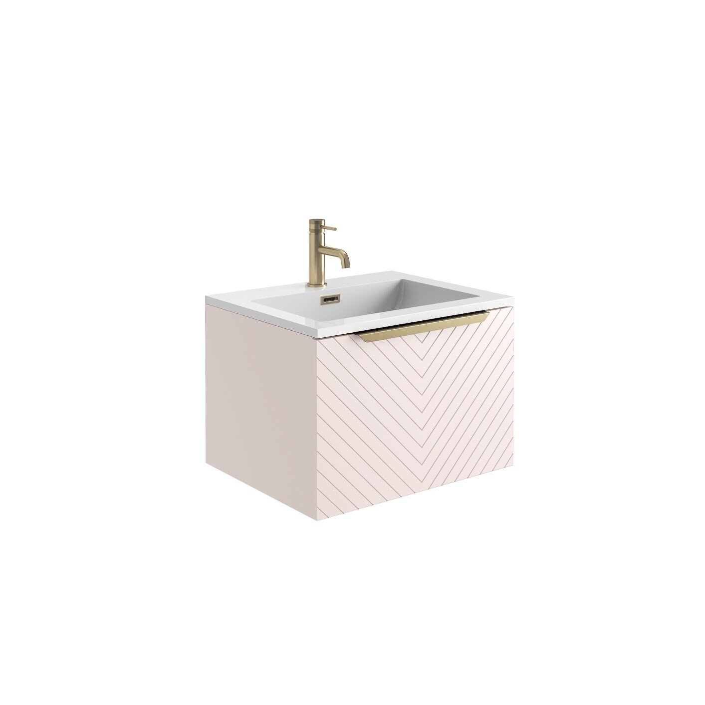 Chevron 600 Cabinet Matt Pastel Pink (incl basin)