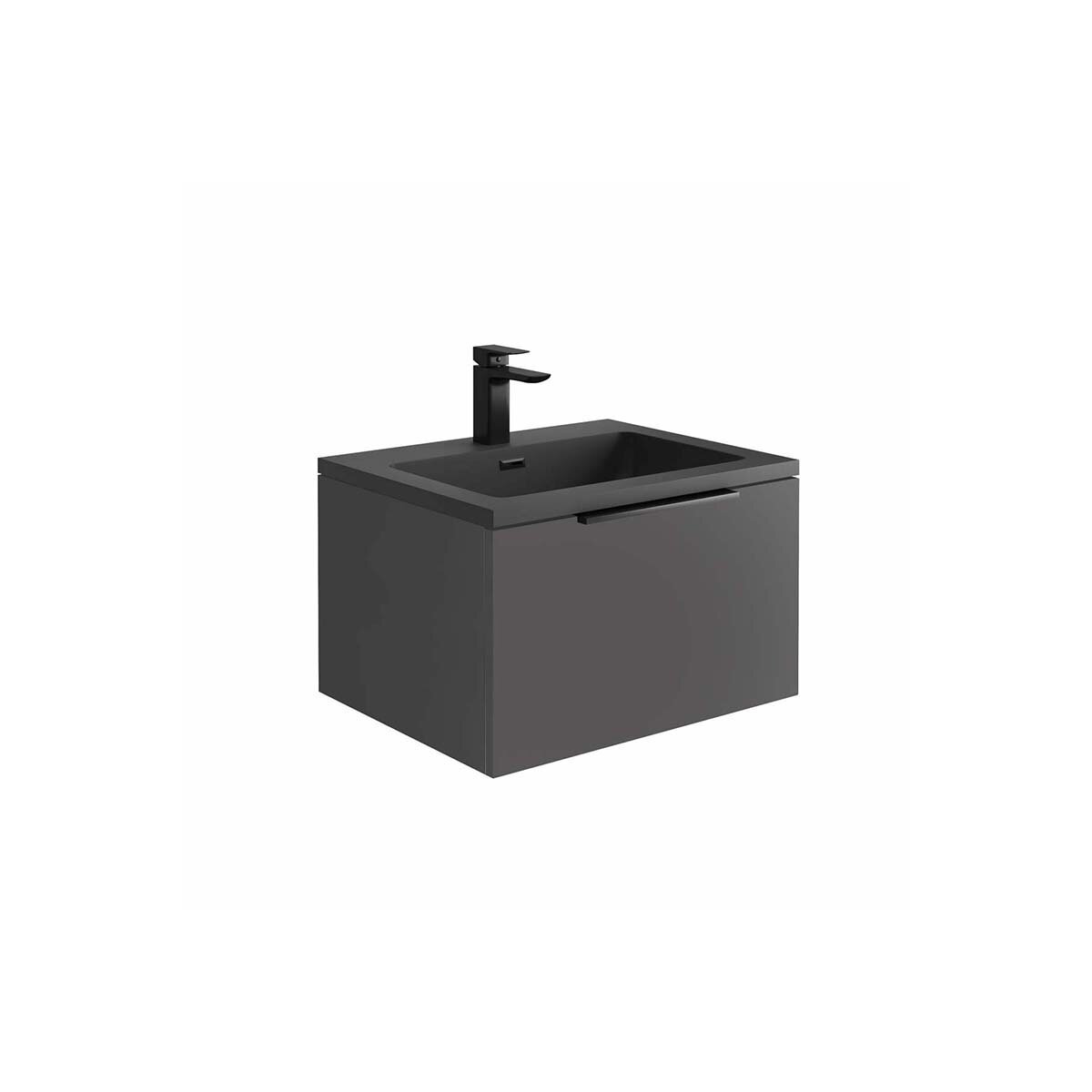 Cairo Matt Grey 600 LED Cabinet (incl basin)