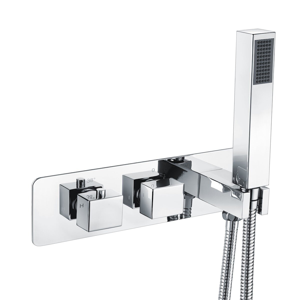 Square Handle, 2 Outlet Concealed Valve with Diverter
