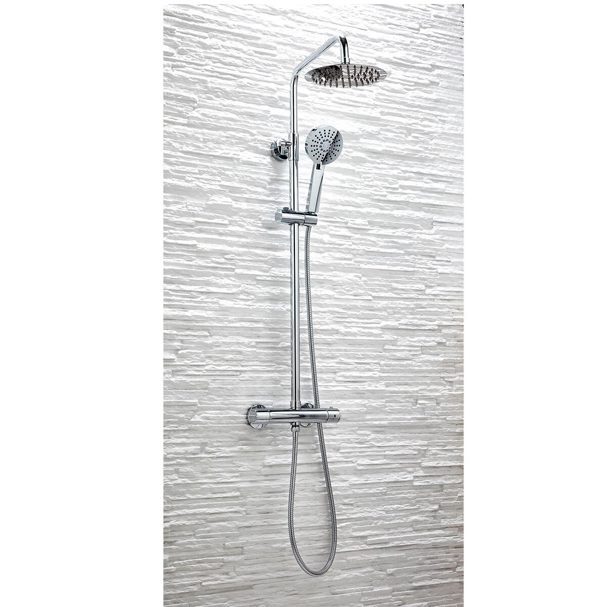 Pheonix Chrome Round Rigid Riser Shower