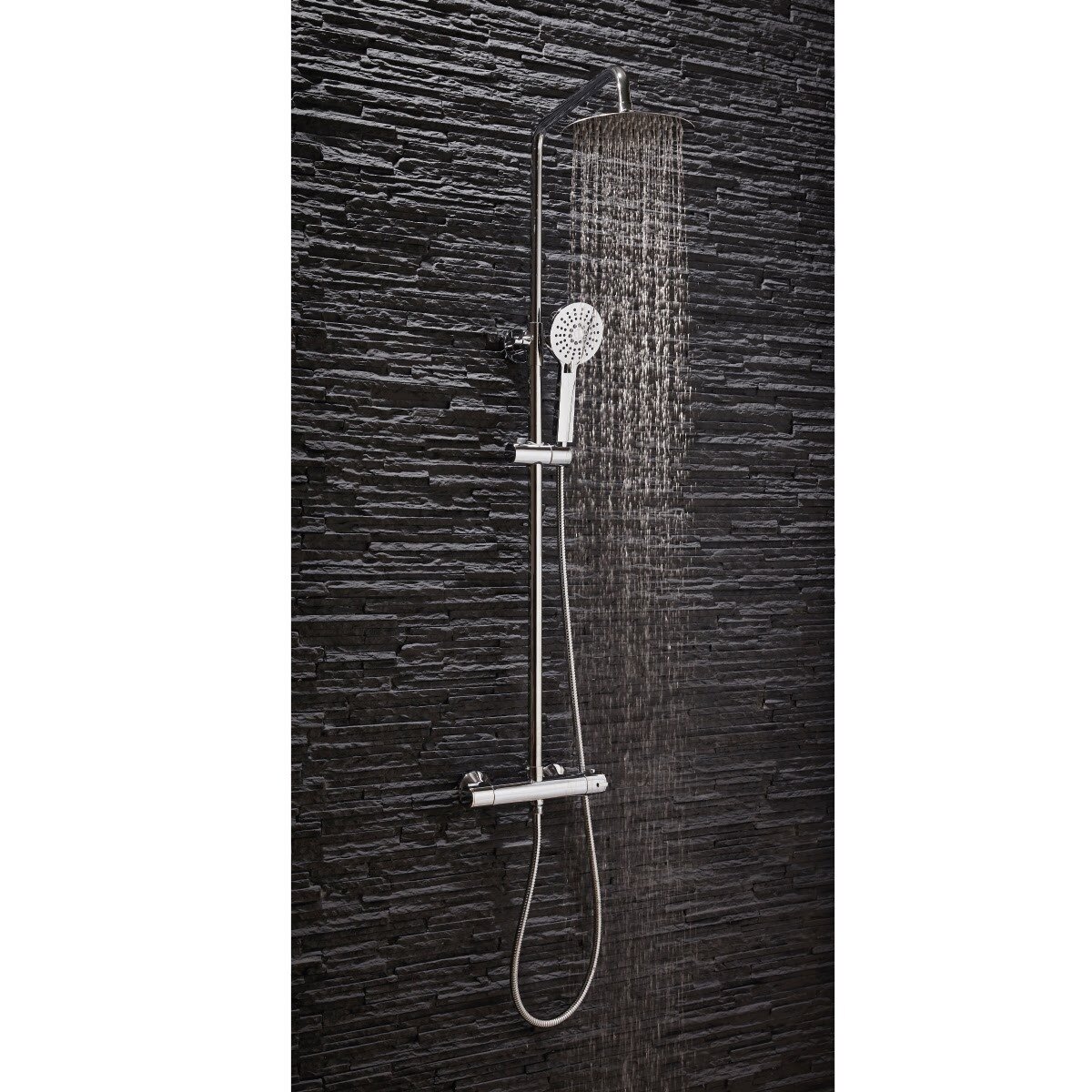 Zeta Chrome Round Rigid Riser Shower