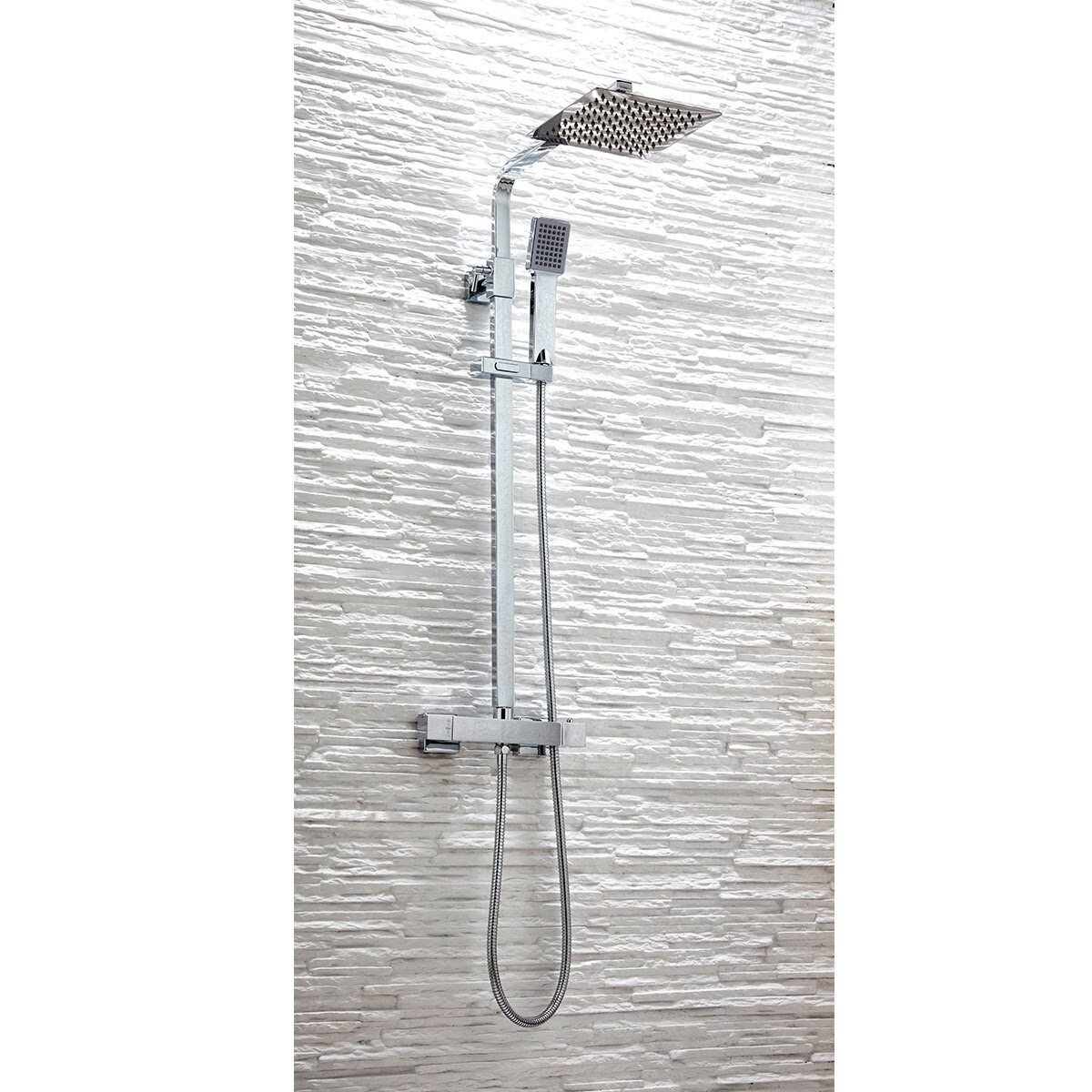 Dakota Chrome Square Rigid Riser Shower