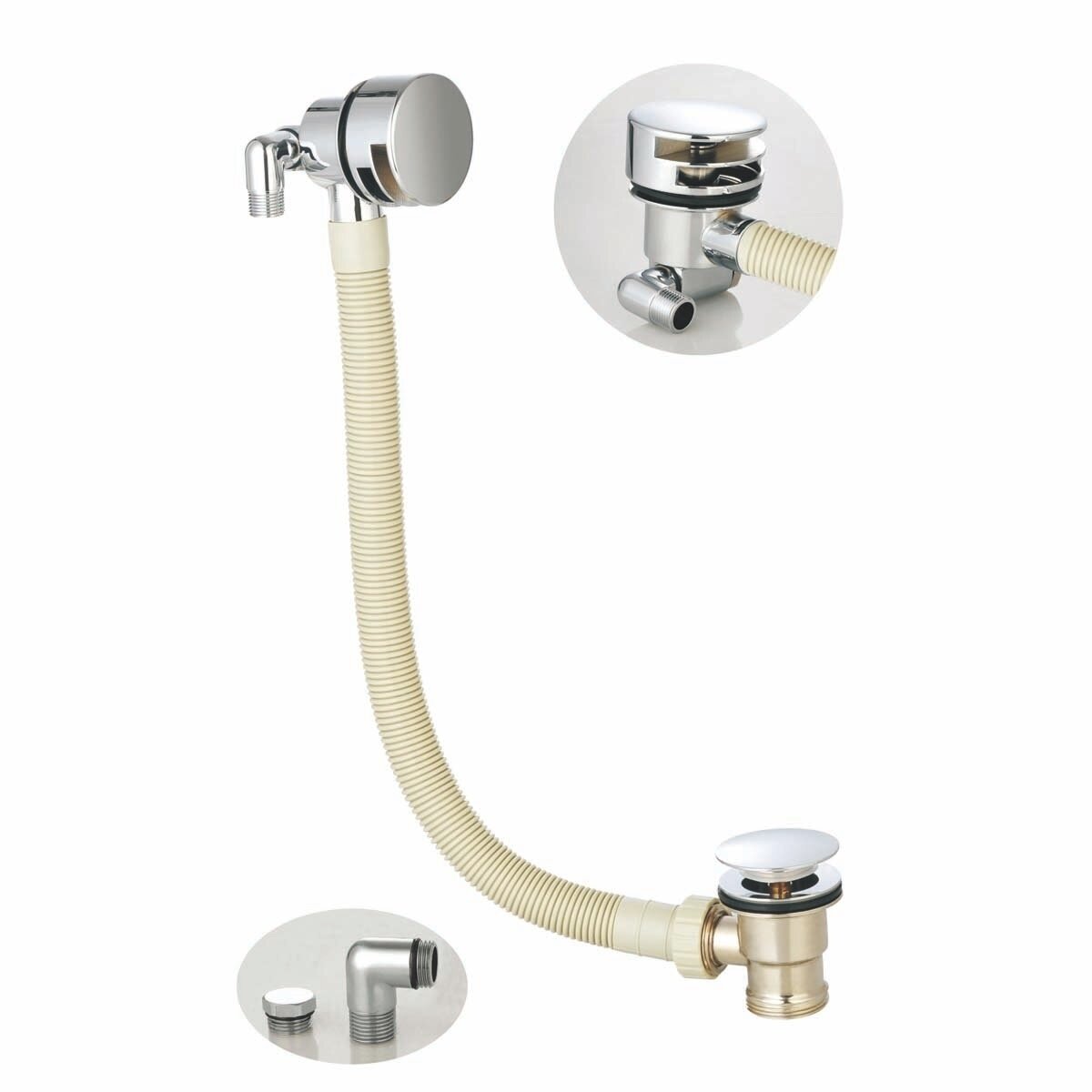 Round Bath Filler and Overflow Chrome