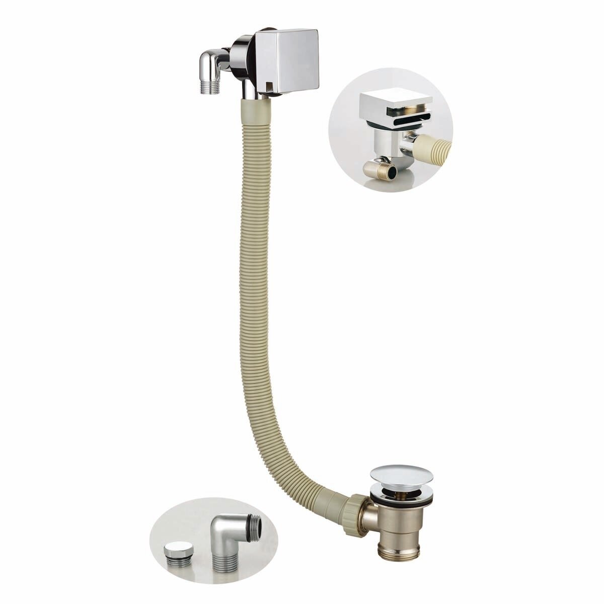 Square Bath Filler and Overflow Chrome