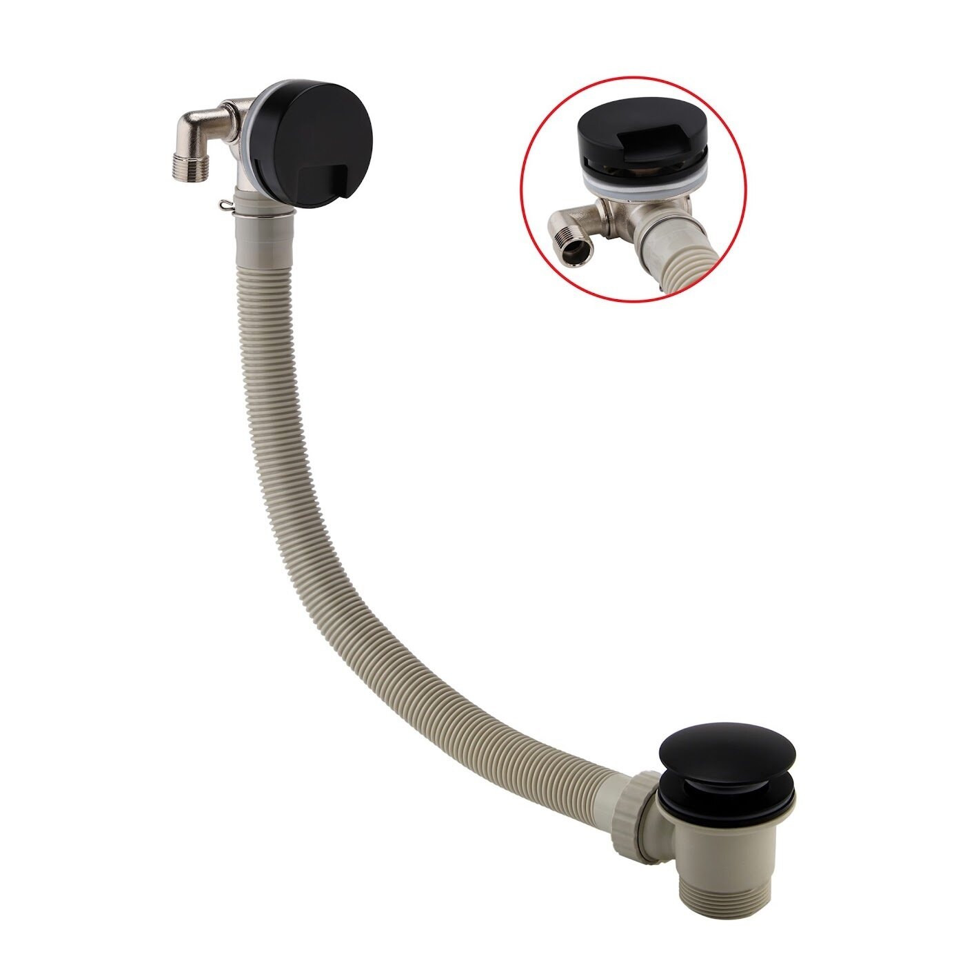 Round Bath Filler and Overflow Matt Black