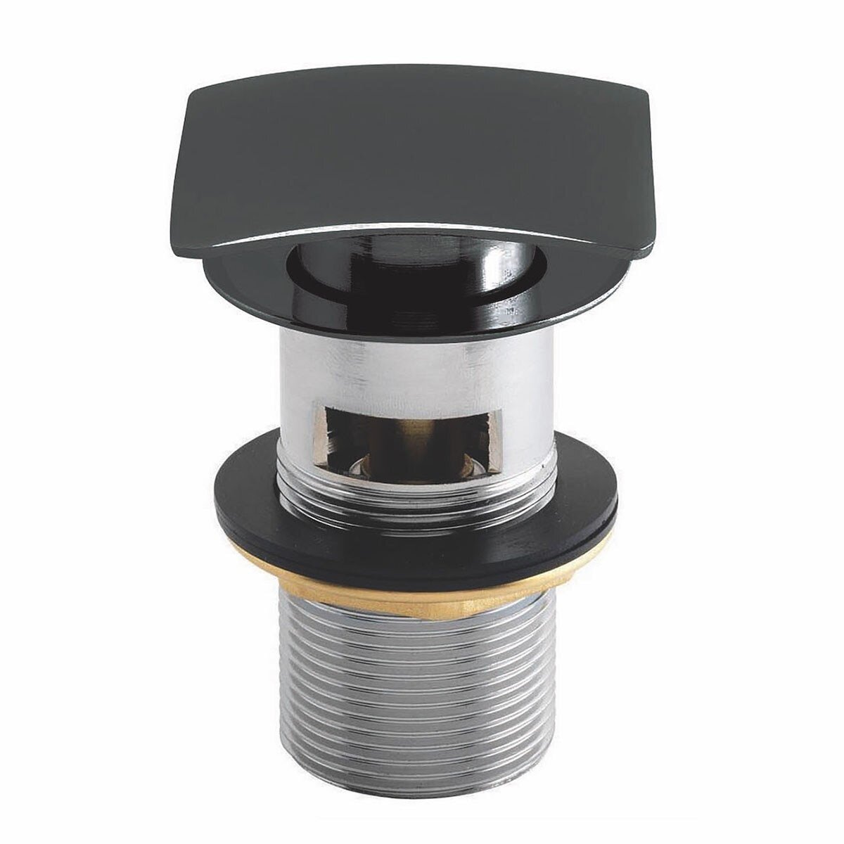 Square Dome Slotted Sprung Basin Waste Black