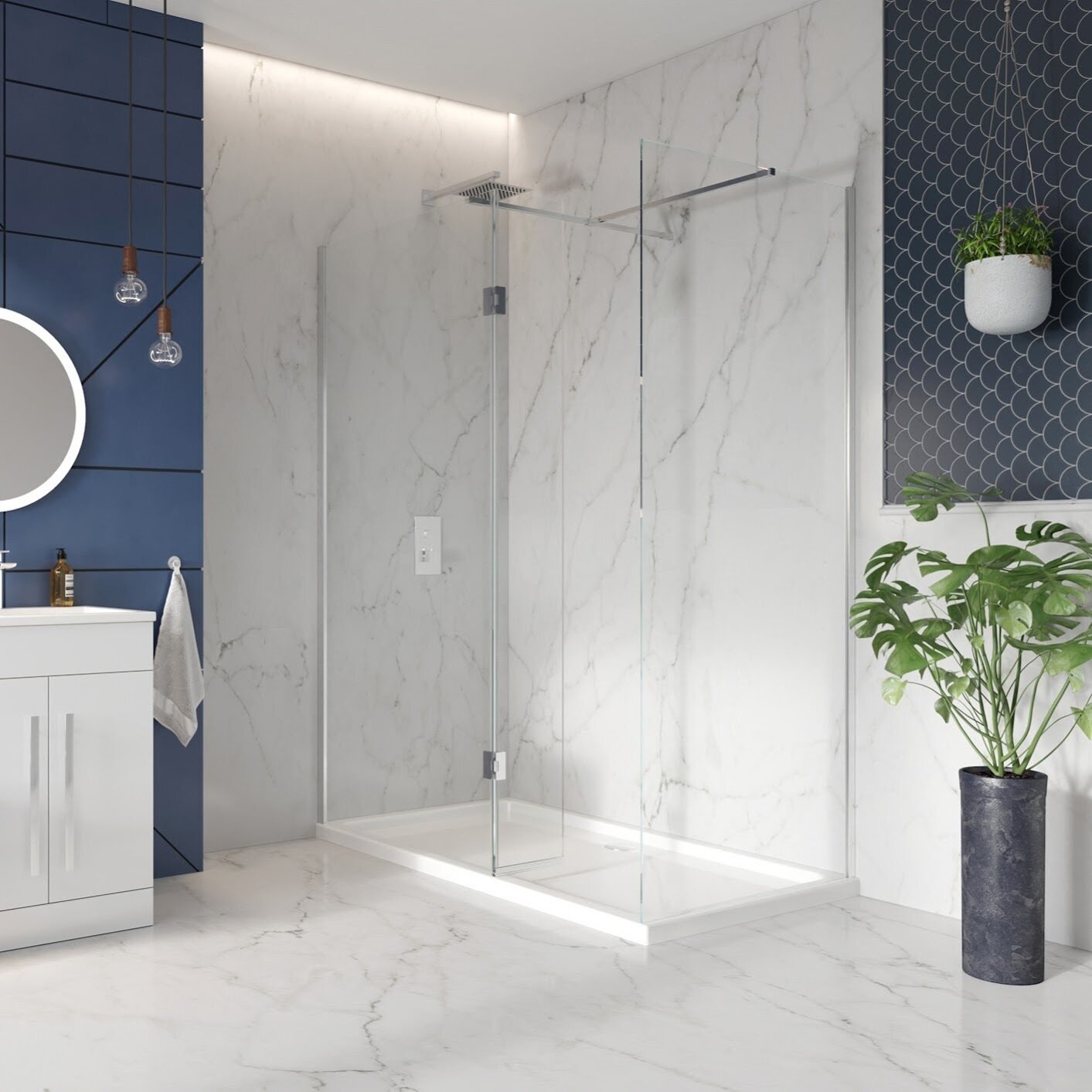 1000mm Wetroom with 275mm Return Panel