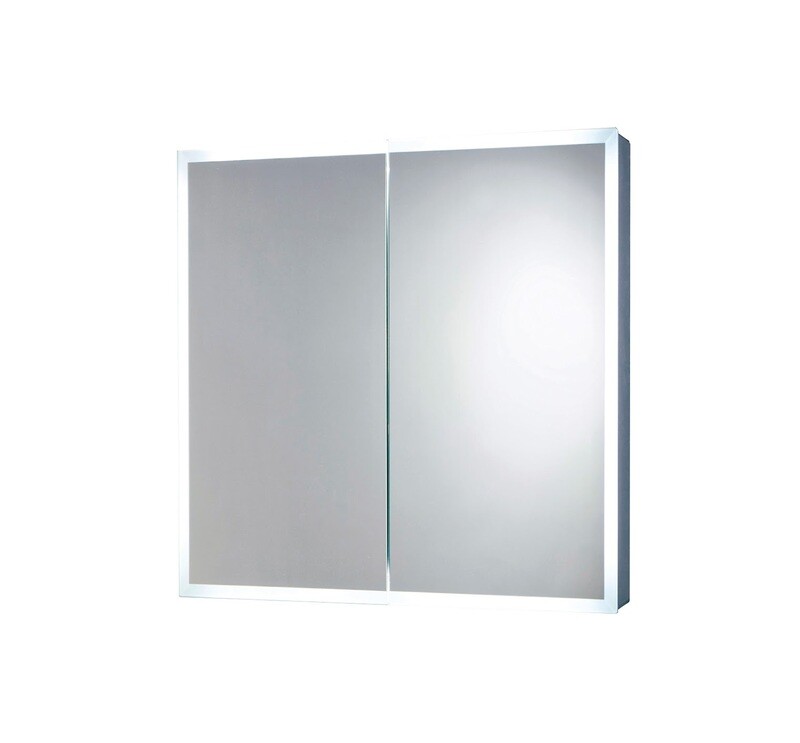 Melba LED Cabinet with Demister Pad and Shaver Socket - Double Door 600 x 700mm