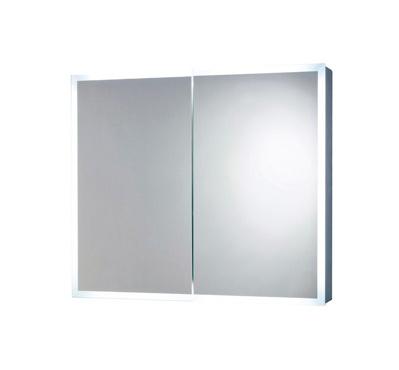 Melba LED Cabinet with Demister Pad and Shaver Socket - Double Door 800 x 700mm