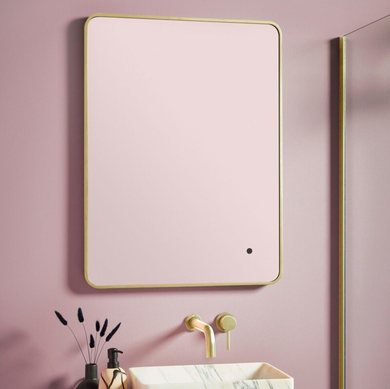 Abrina Soft Edge LED Mirror Brushed Brass 600 x 800