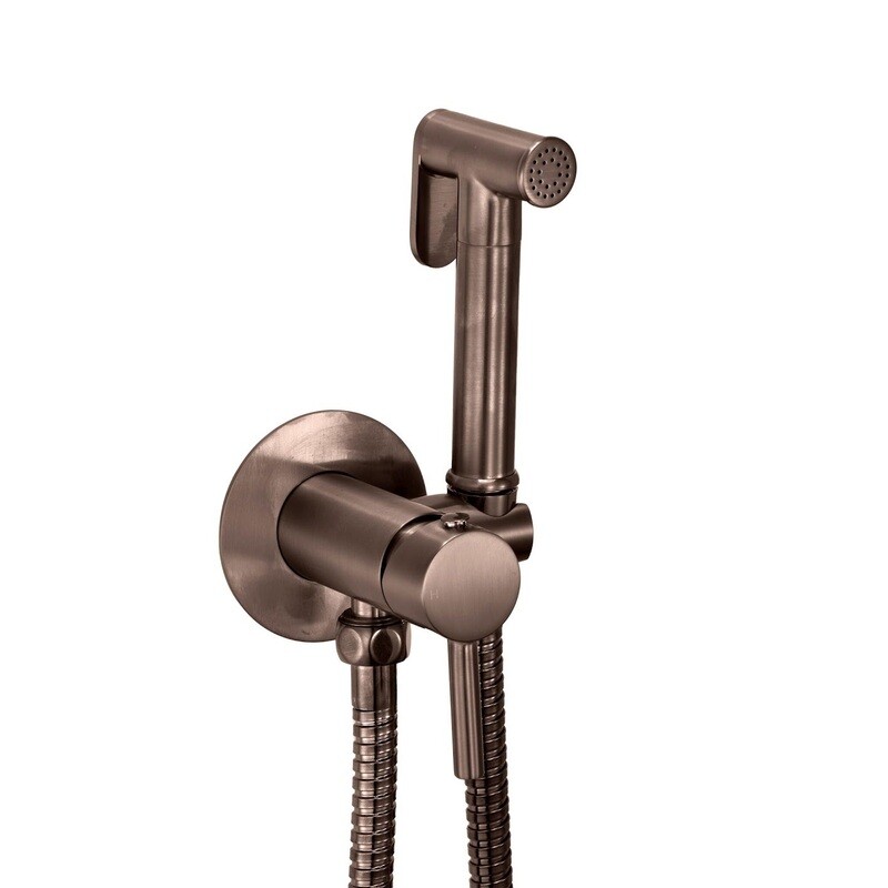 Douche Handset, Flexi, Holder &amp; Outlet Elbow Brushed Bronze