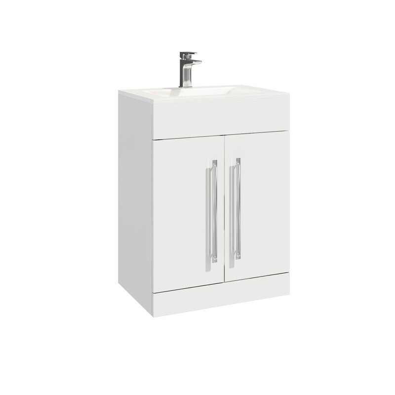 Leora 2 Door 600 Vanity Unit High Gloss White (incl basin)