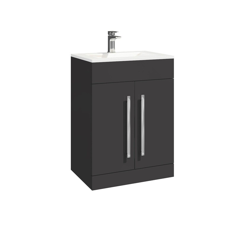 Leora 2 Door 600 Vanity Unit Matt Grey (incl basin)