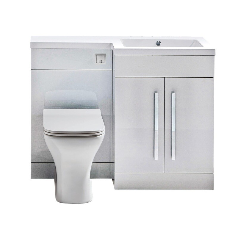 Leora 1100 2 Door Furniture Pack High Gloss White (incl basin)