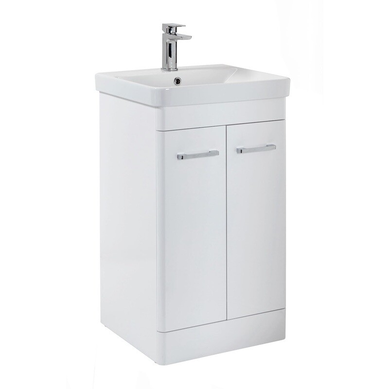 Bruna Floorstanding 600 Vanity Unit High Gloss White (incl basin)