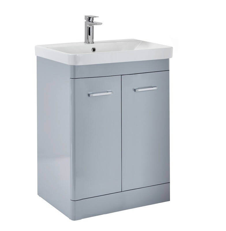 Bruna Floorstanding 800 Vanity Unit Gloss Pebble Grey (incl basin)