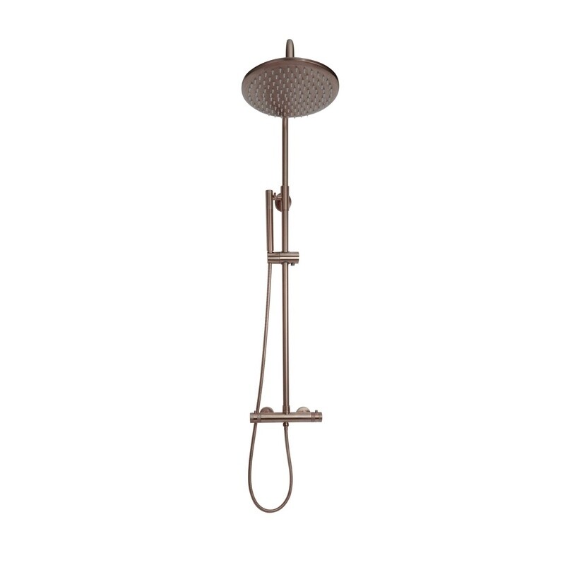 Brushed Bronze Round Rigid Riser Shower