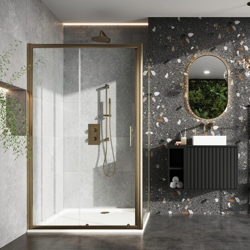 S6 Sliding Door Brushed Brass 1200