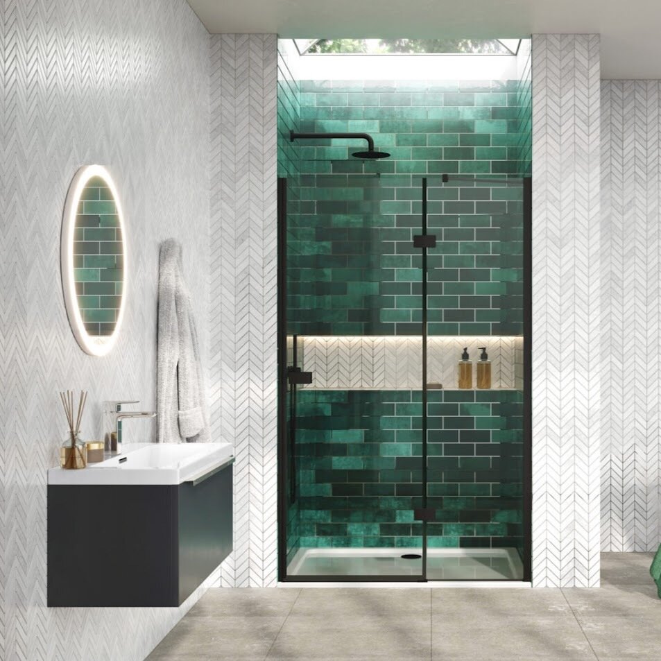 Beau Hinged Door &amp; In-Line Black 800