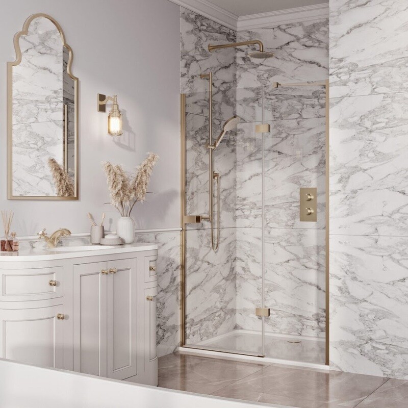 Beau Hinged Door & In-Line Brushed Brass 1000 Beau Hinged Door & In-Line Brushed Brass 1000
