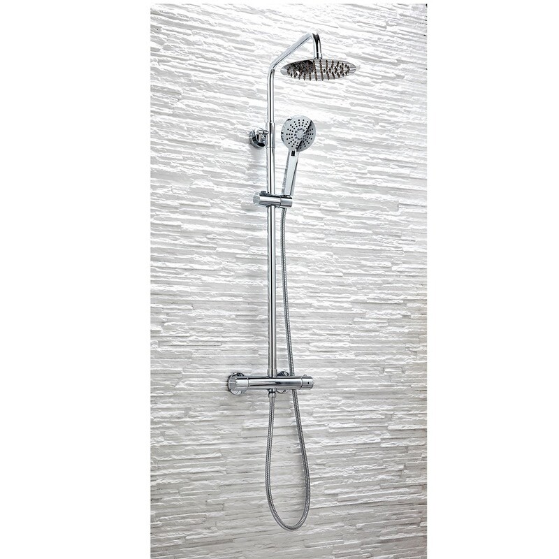 Pheonix Chrome Round Rigid Riser Shower