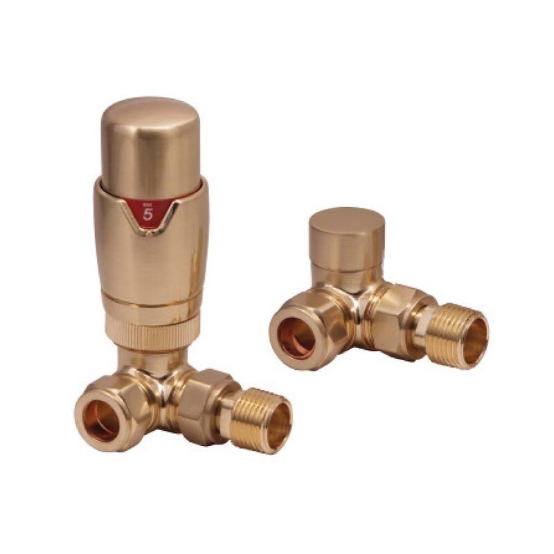 Designer Twin Pack TRV, Brushed Brass Corner Designer Twin Pack TRV, Brushed Brass Corner
