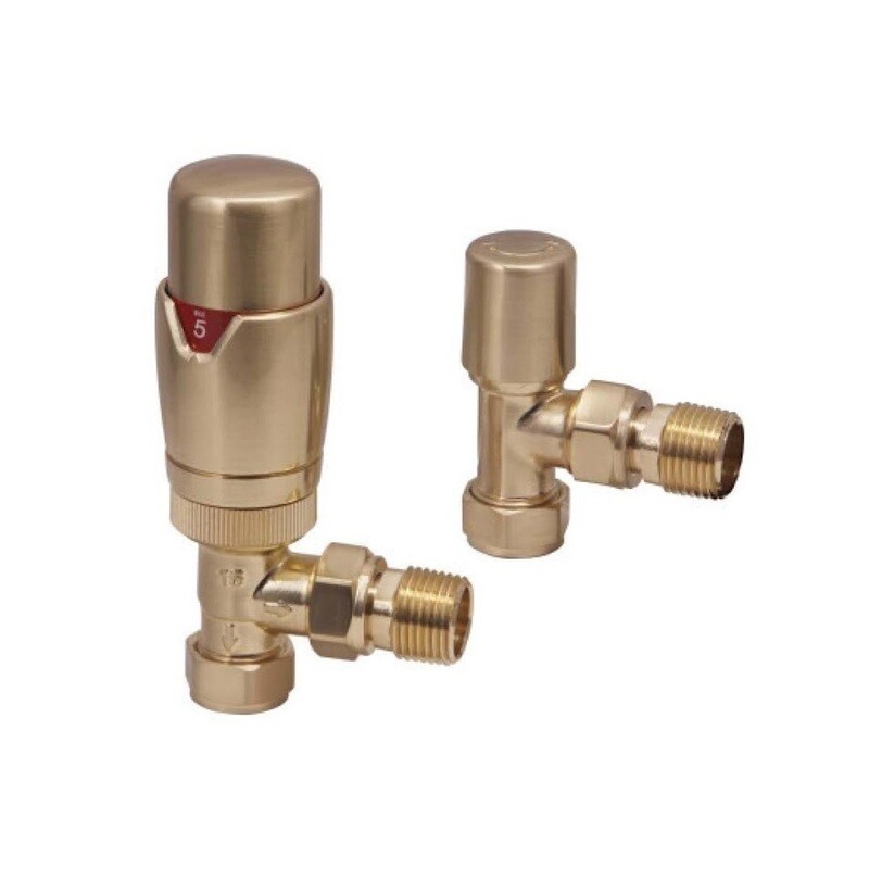 Designer Twin Pack TRV, Brushed Brass Angled Designer Twin Pack TRV, Brushed Brass Angled