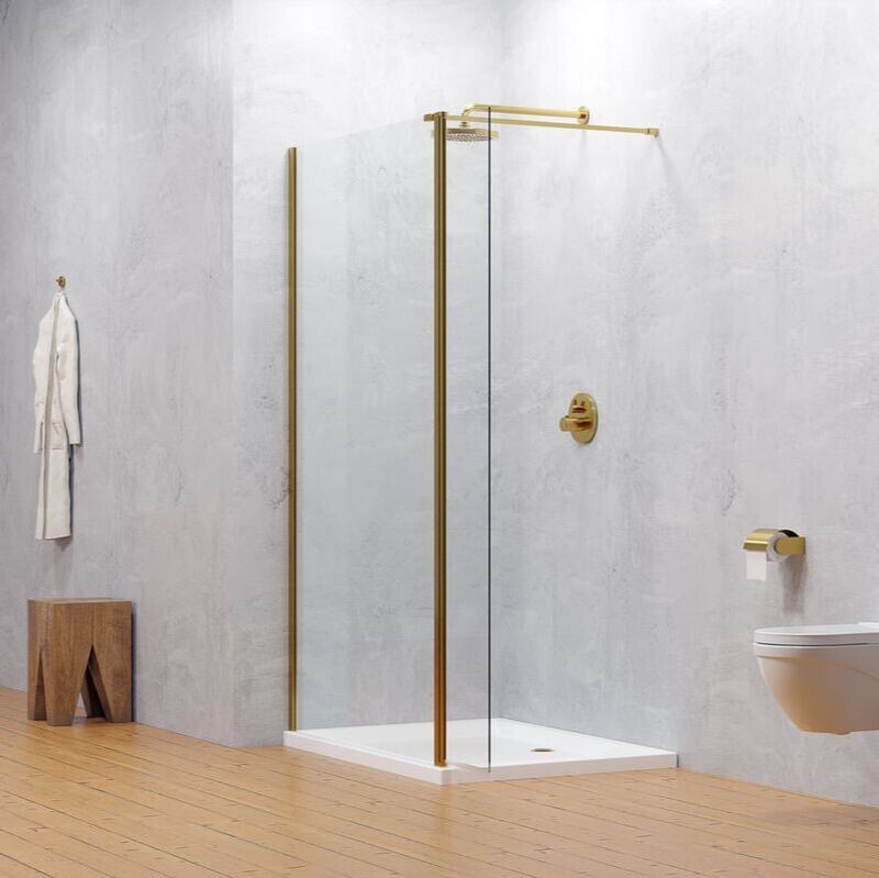 Trojan Wetroom Panel Brushed Brass 600mm