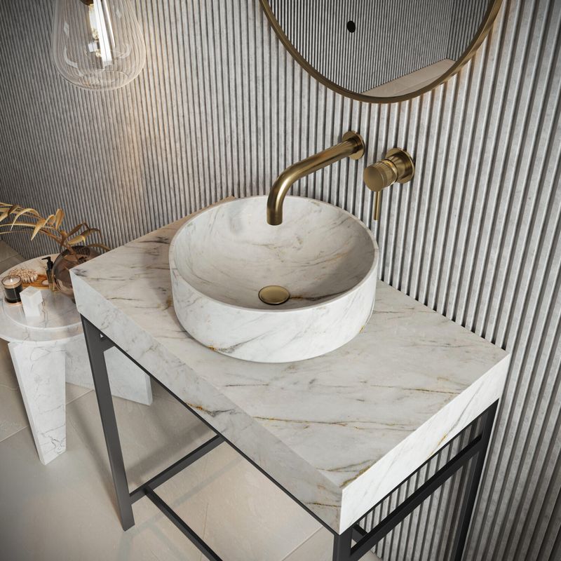 Asher White - Marble Round Basin (depth 100mm) Asher White - Marble Round Basin (depth 100mm)