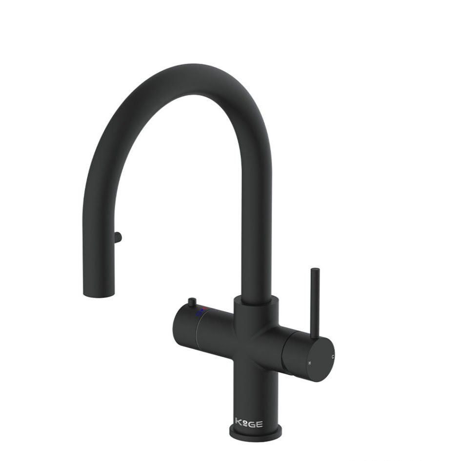 4 in 1 Boiling Water Tap Square Pull Out Spout Black