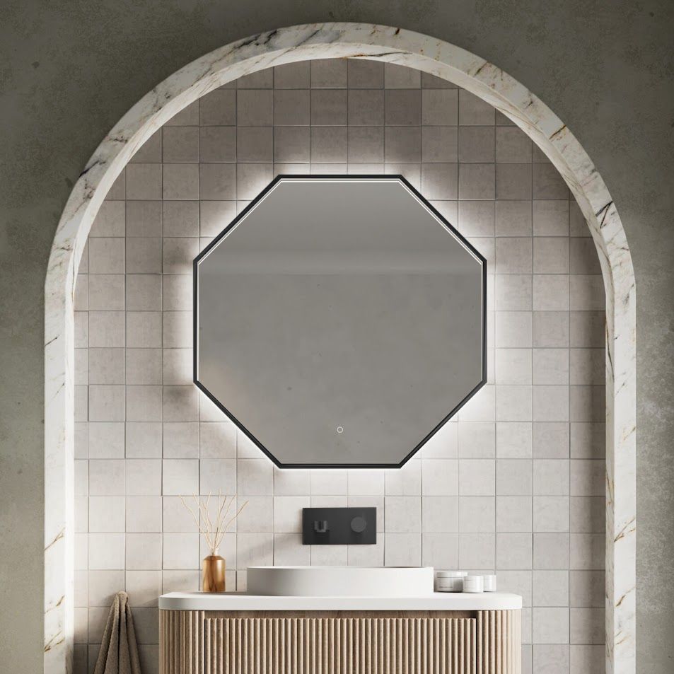 Thrive Octagonal Mirror Matt Black 800 x 800