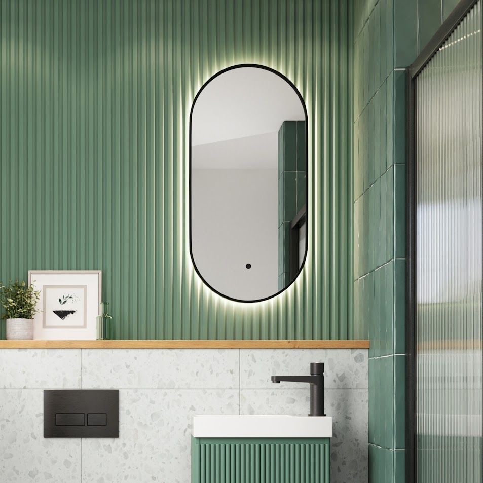 Bailey Slim LED Mirror Black 400 x 800 Bailey Slim LED Mirror Black 400 x 800