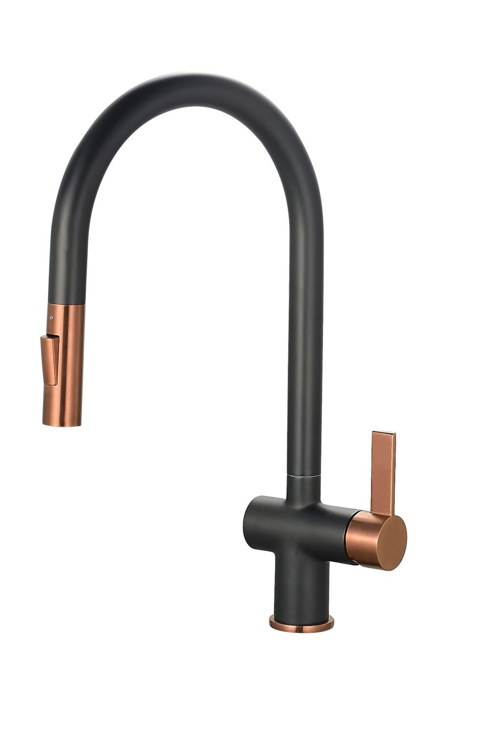 Mayhill Single Lever Pull Out Kitchen Tap - Black &amp; Rose Gold