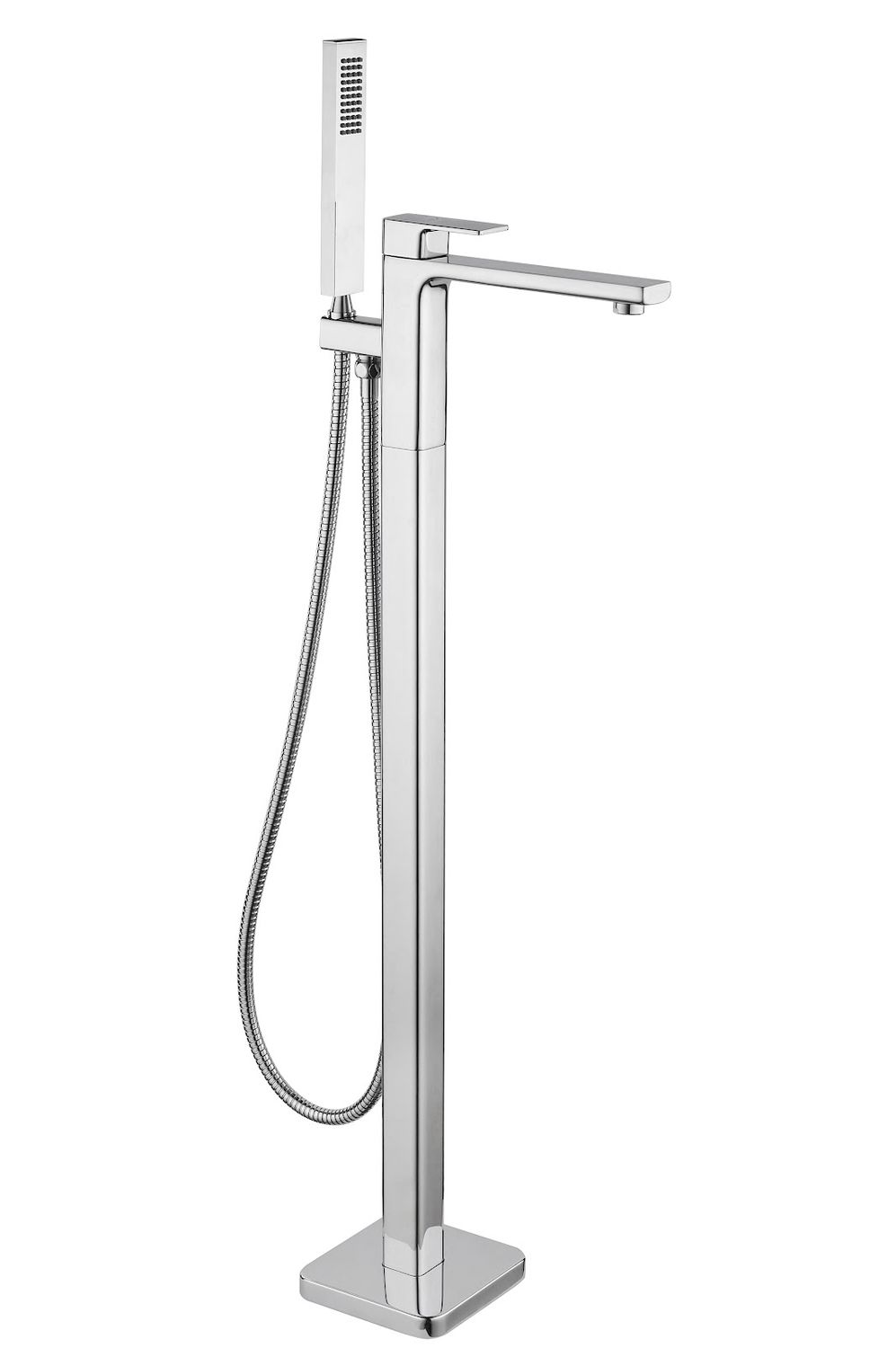 TB+ Quadrado Square Freestanding Bath Tap with Shower Mixer Chrome