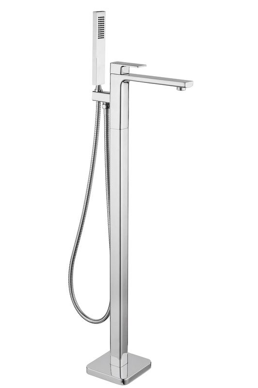 TB+ Quadrado Square Freestanding Bath Tap with Shower Mixer Chrome