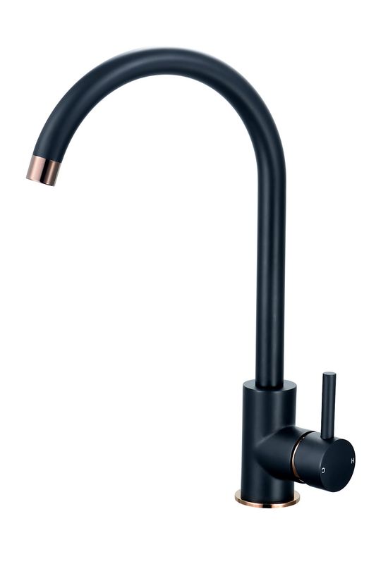 Merthyr Single Lever Kitchen Tap - Black &amp; Rose Gold