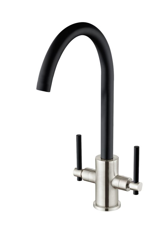 Narbeth Double Lever Kitchen Tap - Black &amp; Brushed