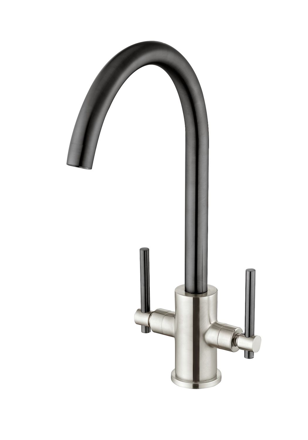 Narbeth Double Lever Kitchen Tap - Gunmetal &amp; Brushed