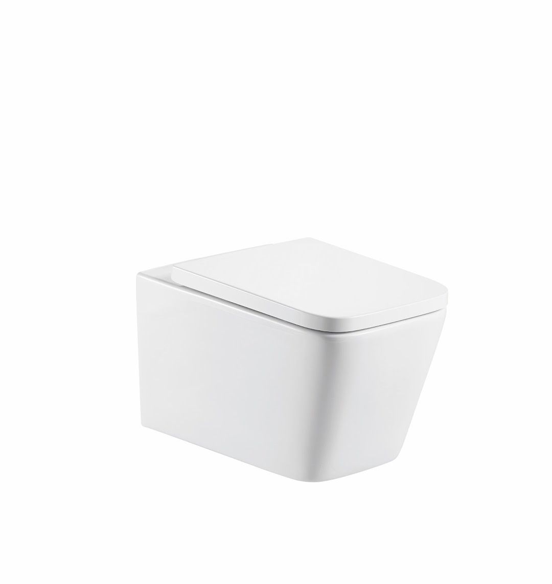 Milan Rimless Wall Hung Square Pan, Seat &amp; Wall Fixings