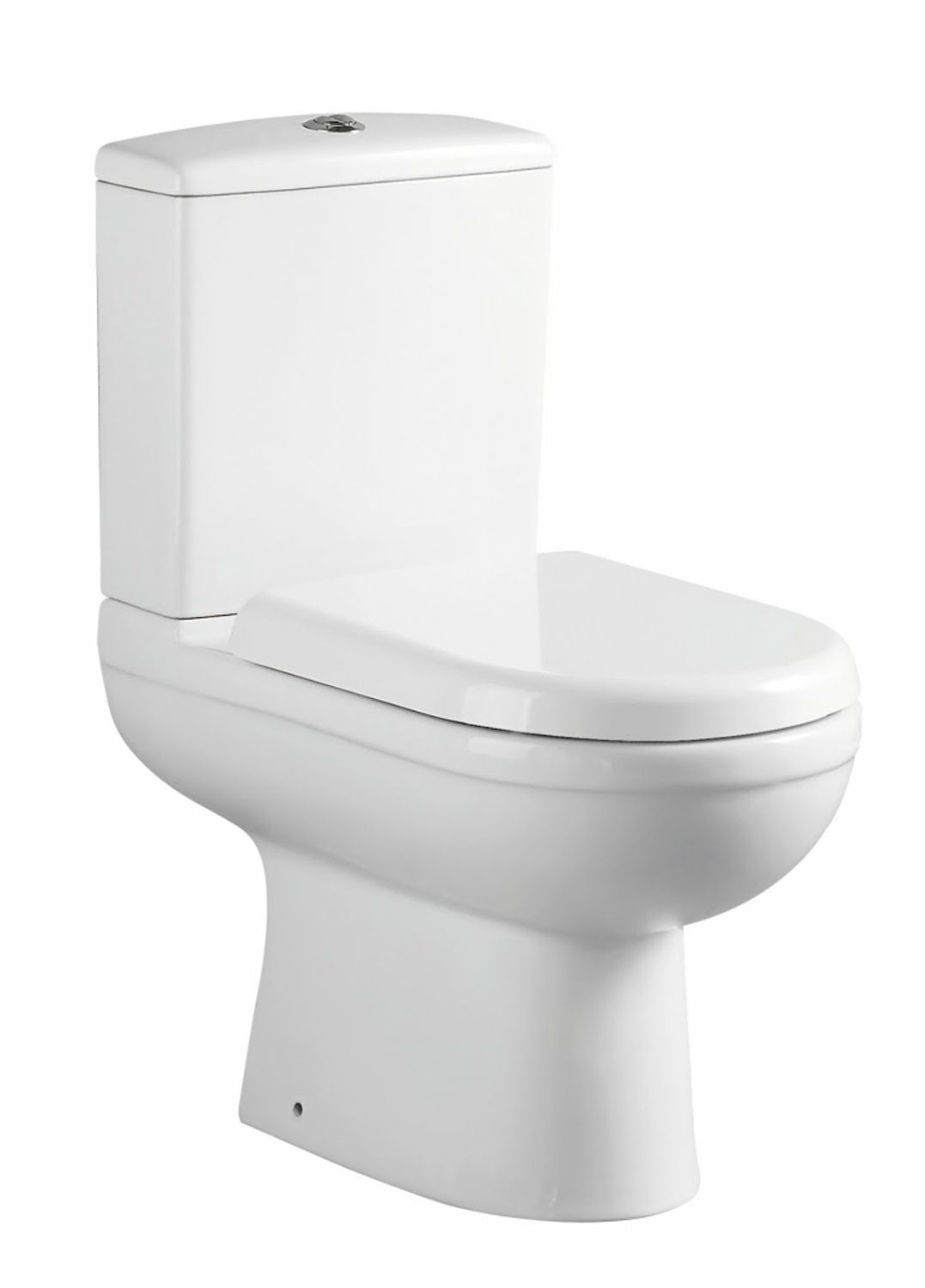 Plumb Essentials D Shape Rimless CC Pan &amp; Cistern in one Box with Soft Close PP Seat